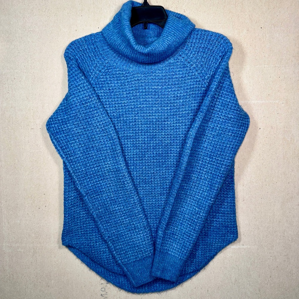KUHL Women's Blue Waffle Knit Cowl Neck Pullover Sweater XS